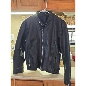 Street‎ & Steel Scooter Moto Jacket Black Leather Pockets Size 38 Men's